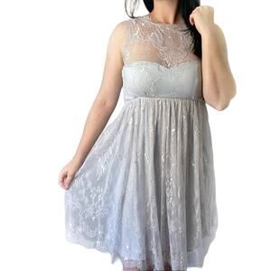 Anthropologie Hitherto Light Blue Lace Dress Size 6